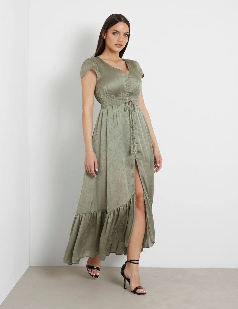 Crinkle jacquard long dress