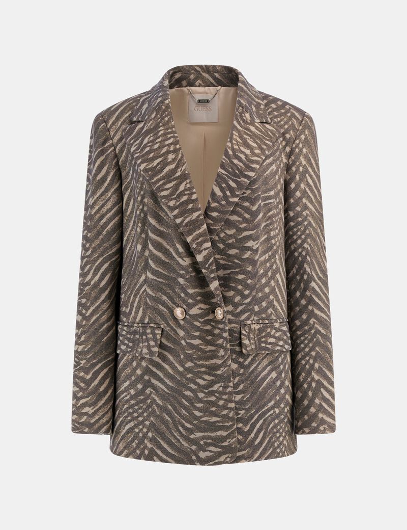 Double breasted zebra print blazer