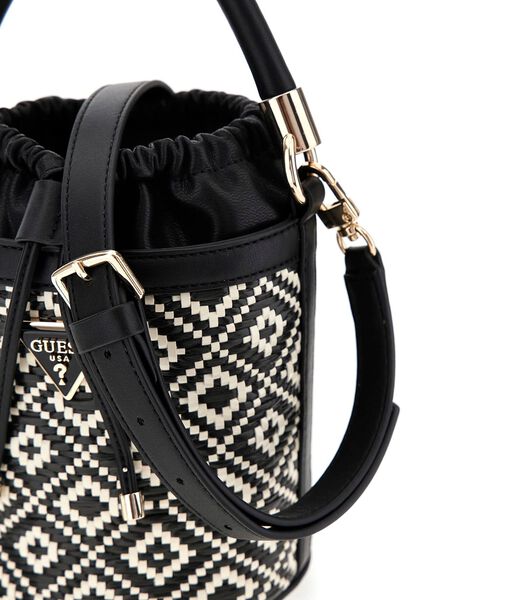 Rianee raffia mini bucket bag