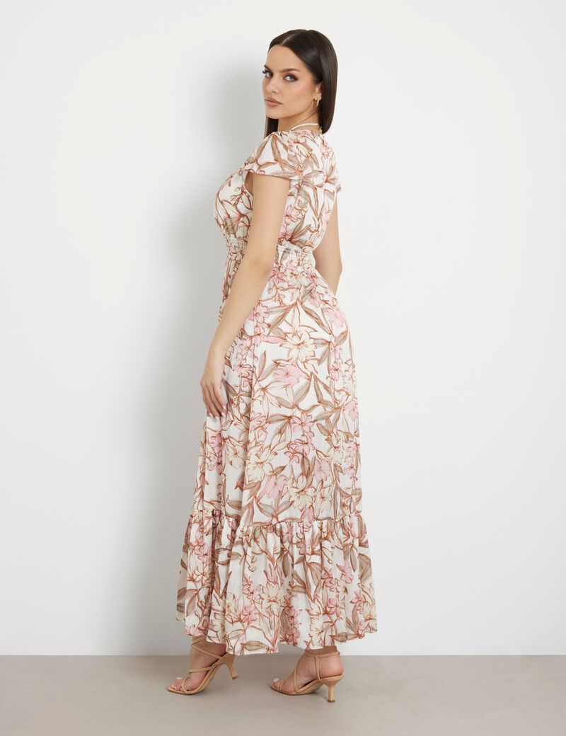 Crinkle jacquard long dress