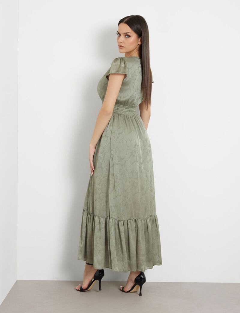 Crinkle jacquard long dress