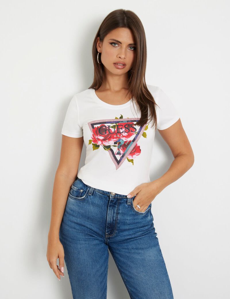 Flower Logo Stretch T-Shirt