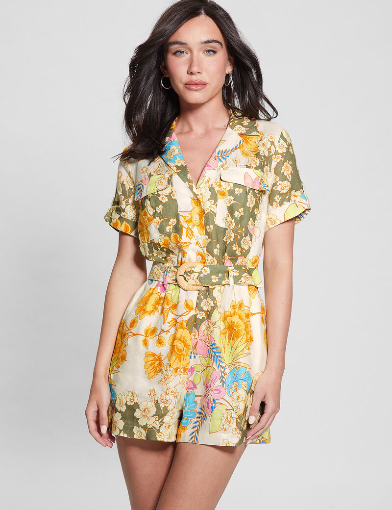 Printed Linen Romper