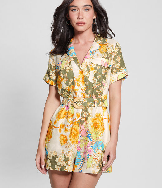 Printed Linen Romper