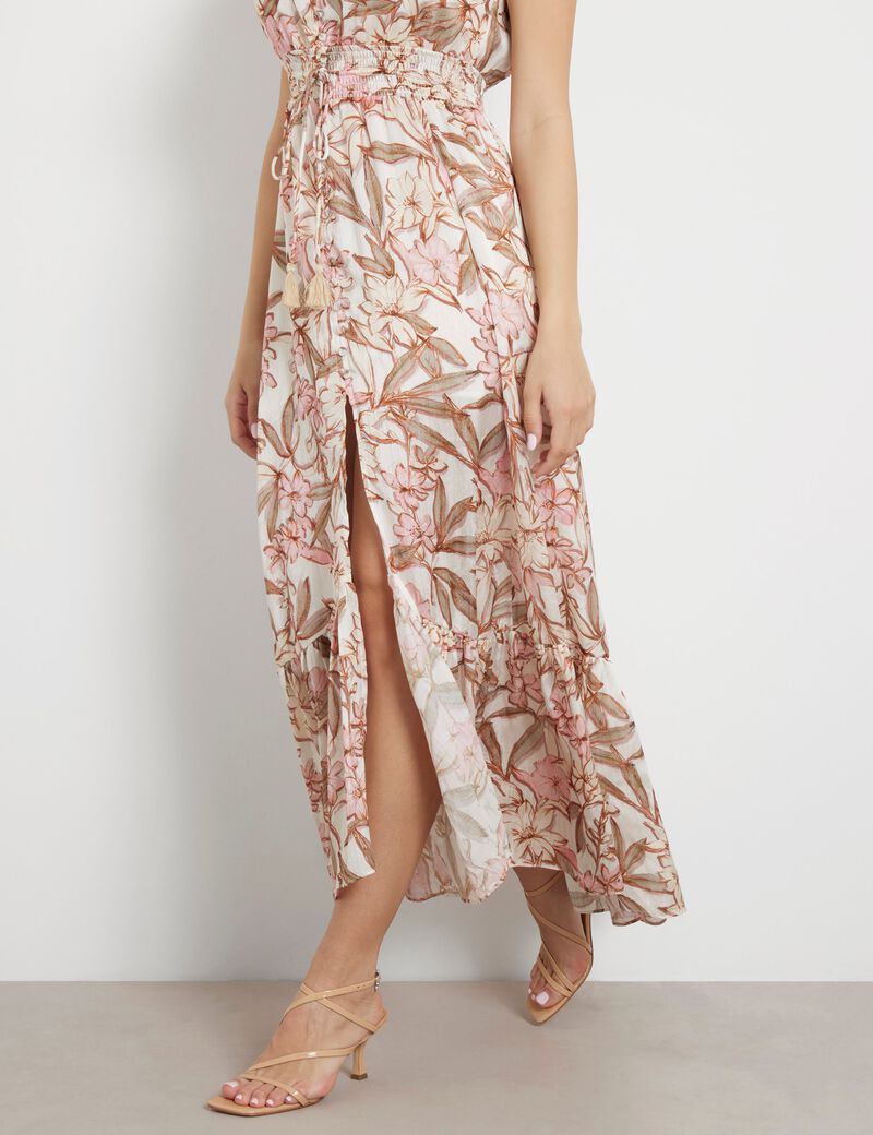 Crinkle jacquard long dress