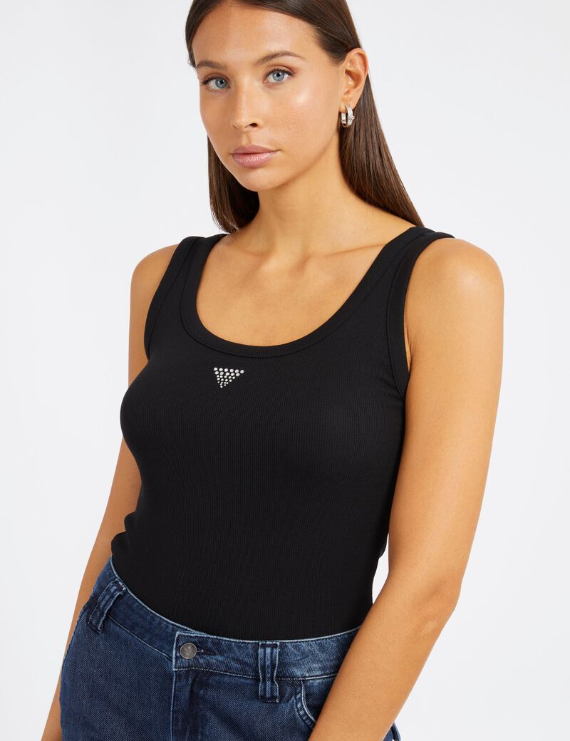 Rhinestones Triangle Logo Tank Top